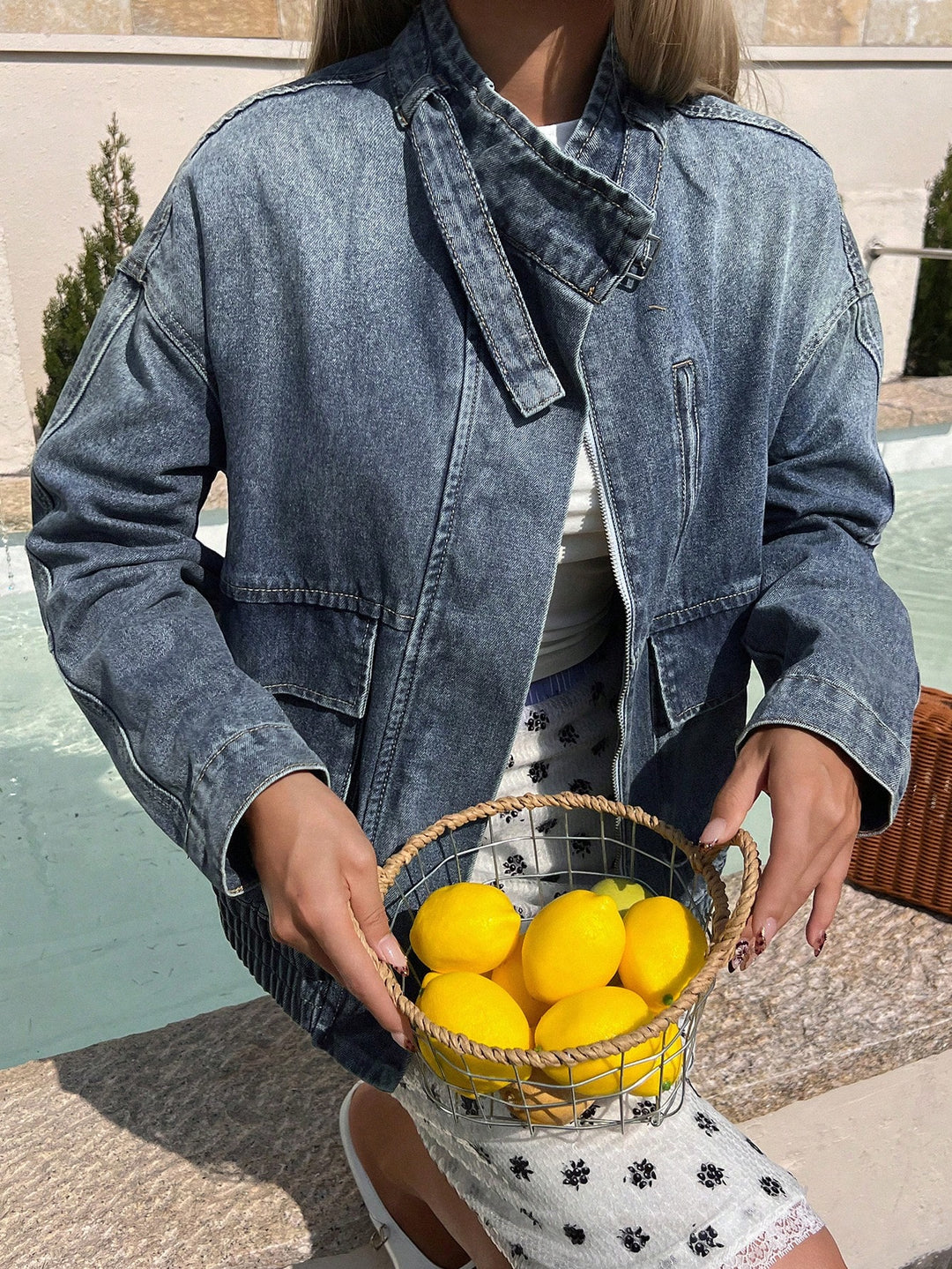 Jachetă denim SHEIN, albastru