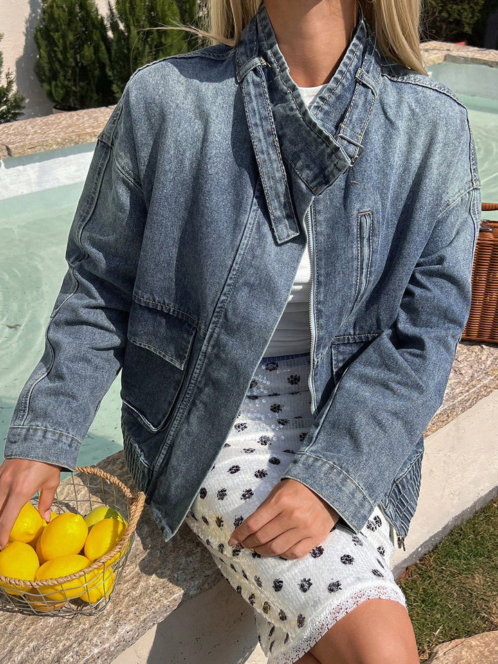 Jachetă denim SHEIN, albastru