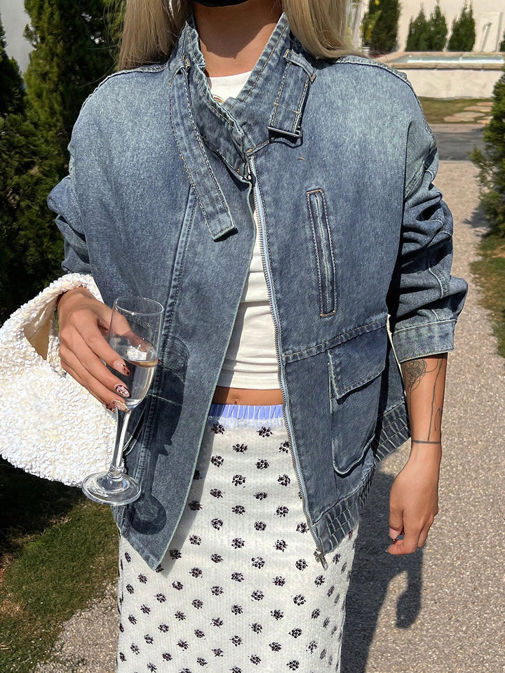 Jachetă denim SHEIN, albastru