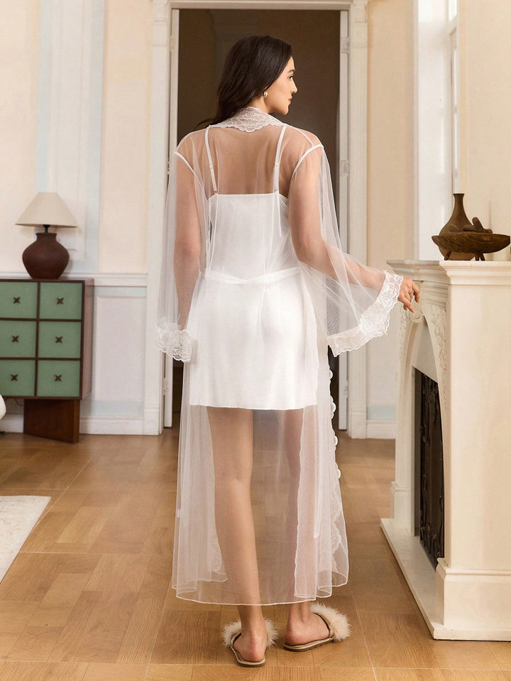 Set rochie și halat de noapte SHEIN, alb