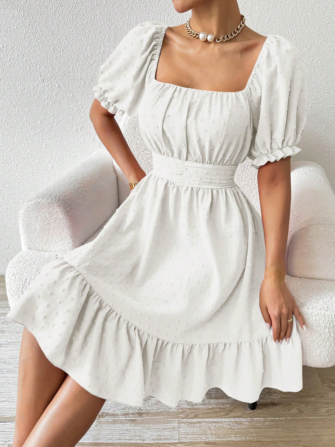 Rochie midi SHEIN, alb