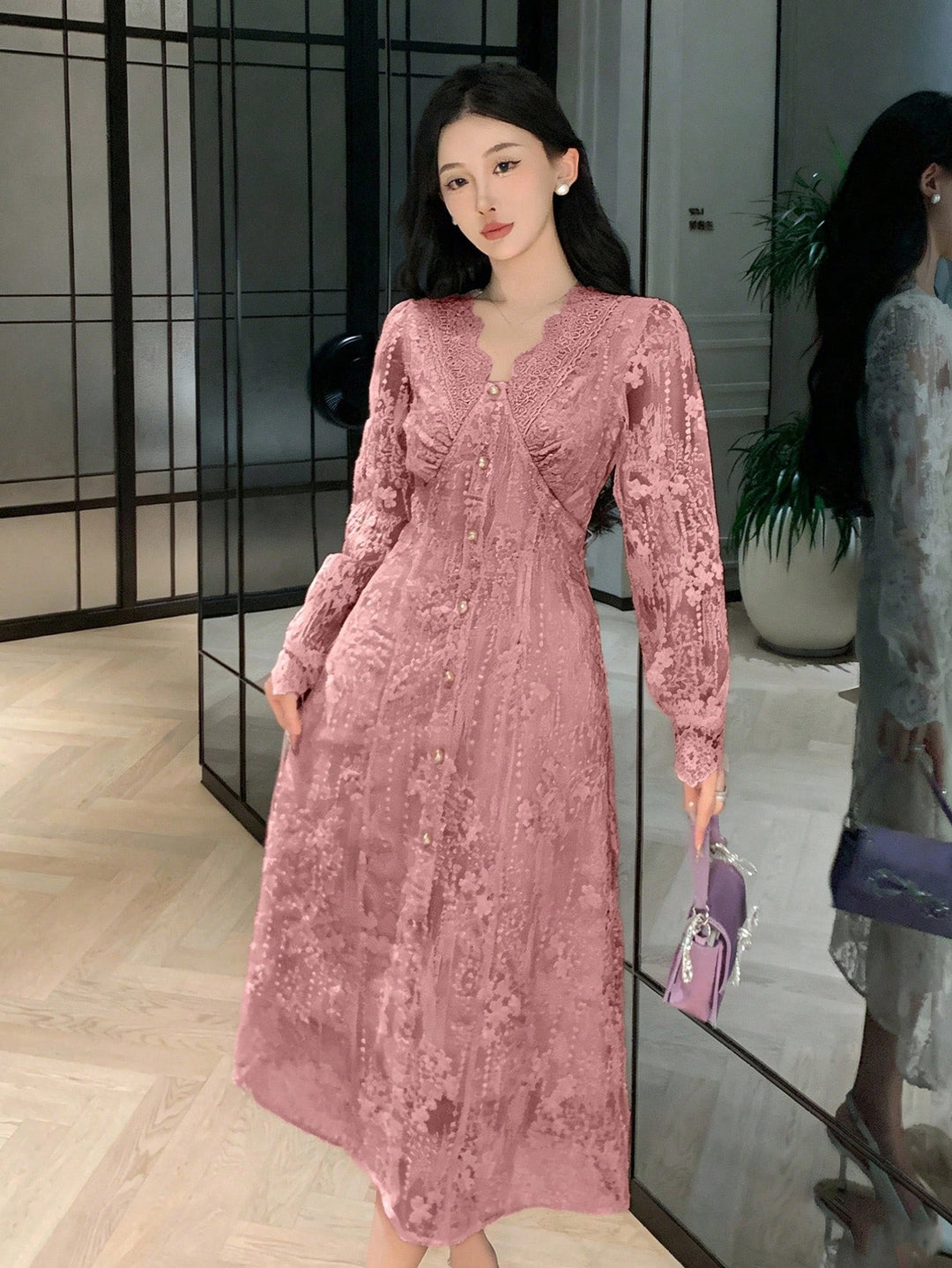 Rochie midi SHEIN, roz