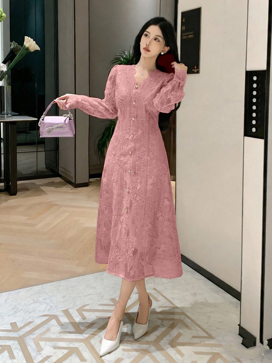 Rochie midi SHEIN, roz