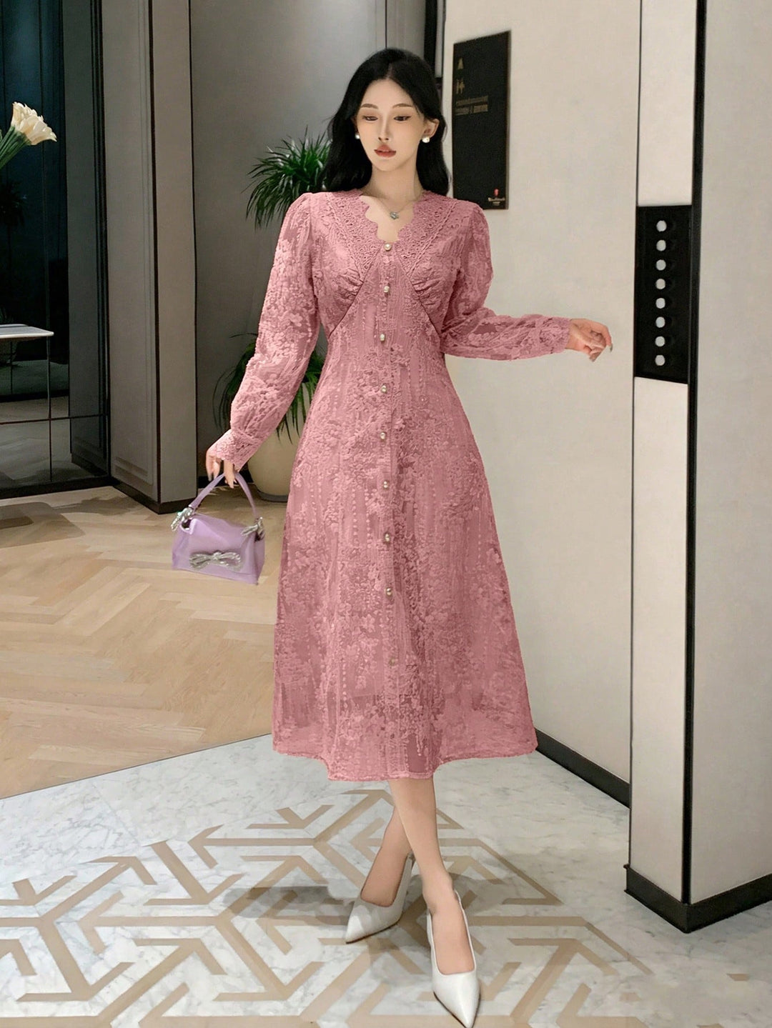 Rochie midi SHEIN, roz