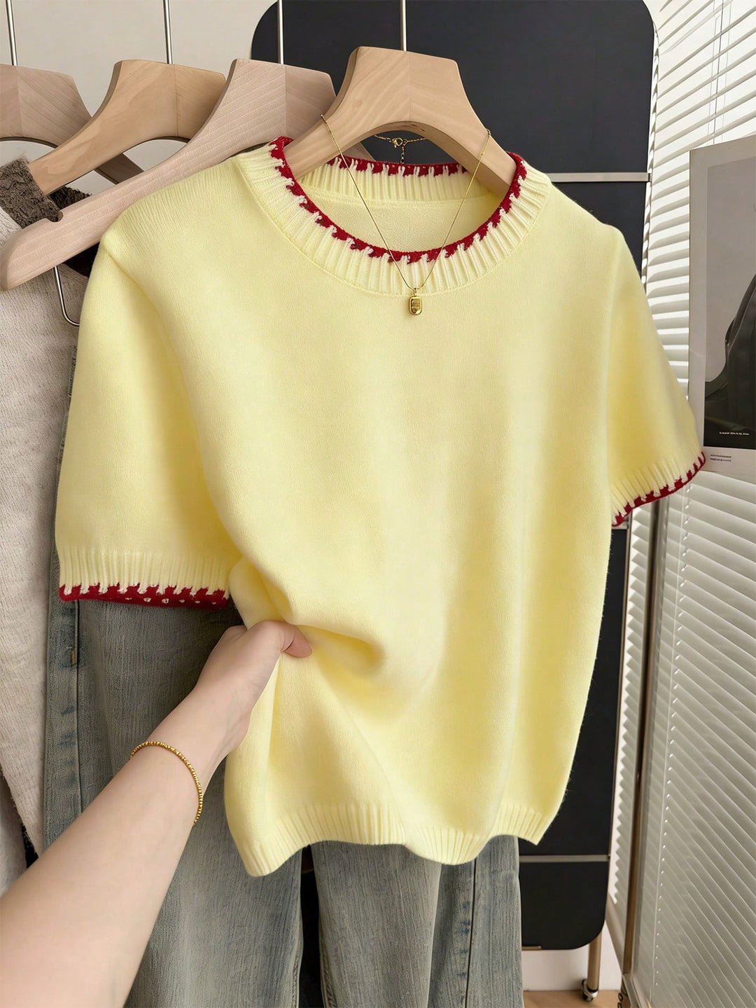 Tricou tricotat SHEIN, galben