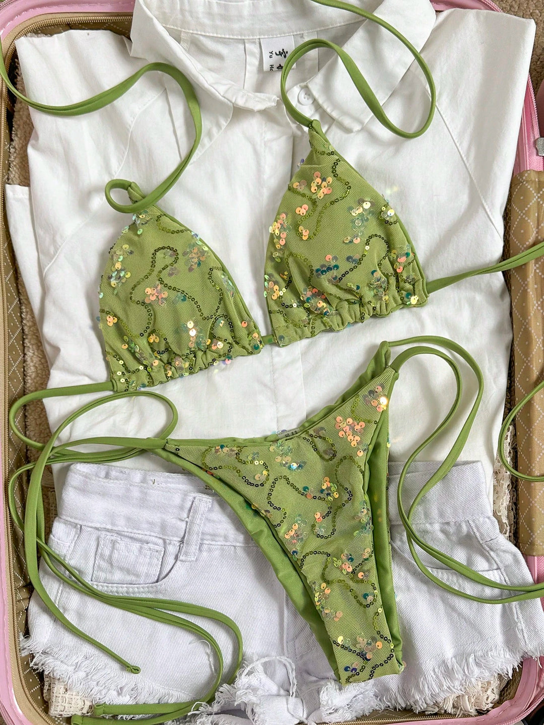 Costum de baie SHEIN, verde