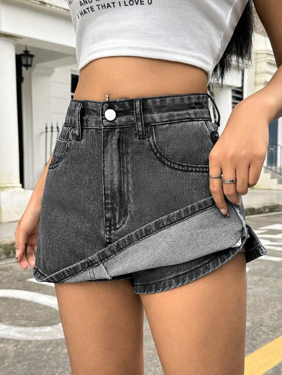 Pantaloni scurți SHEIN, negru