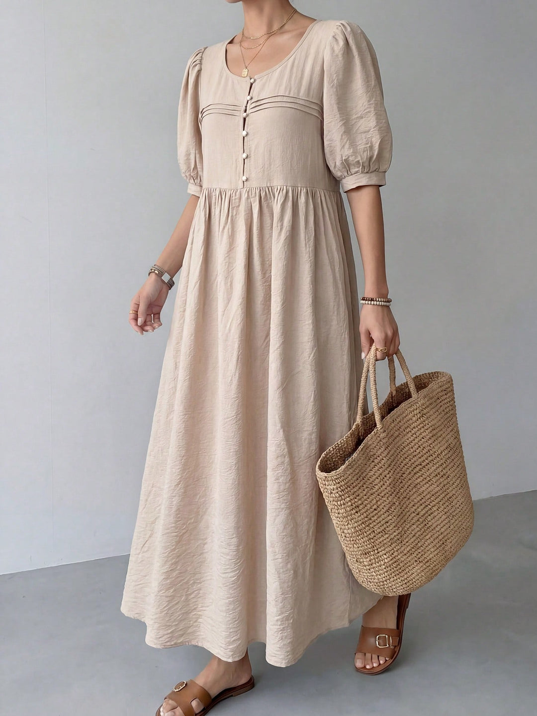 Rochie maxi SHEIN, bej