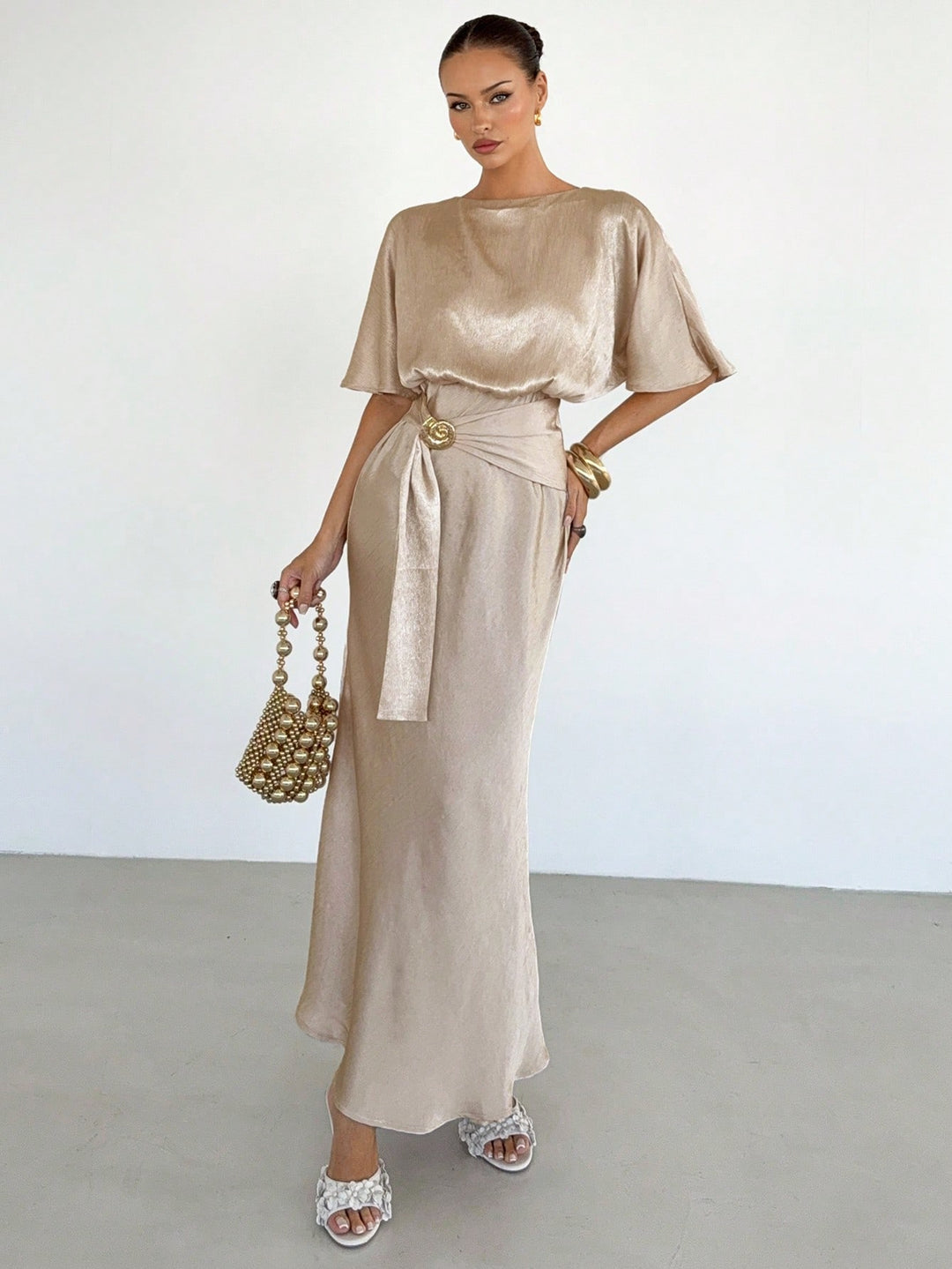 Rochie maxi SHEIN, bej
