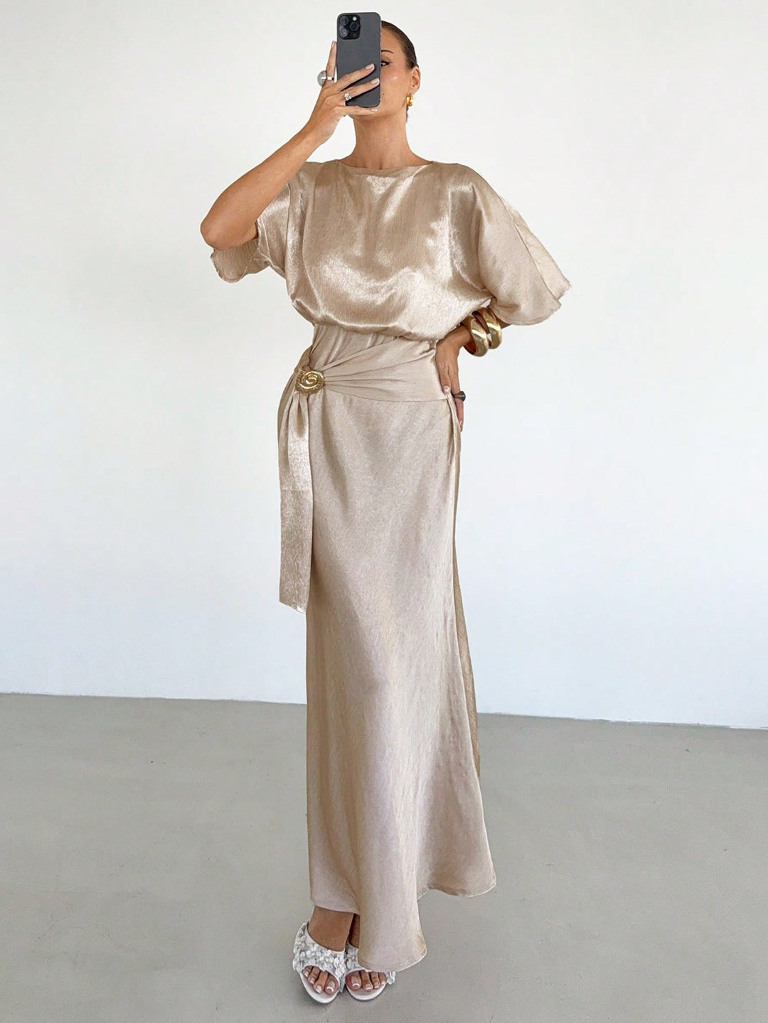 Rochie maxi SHEIN, bej