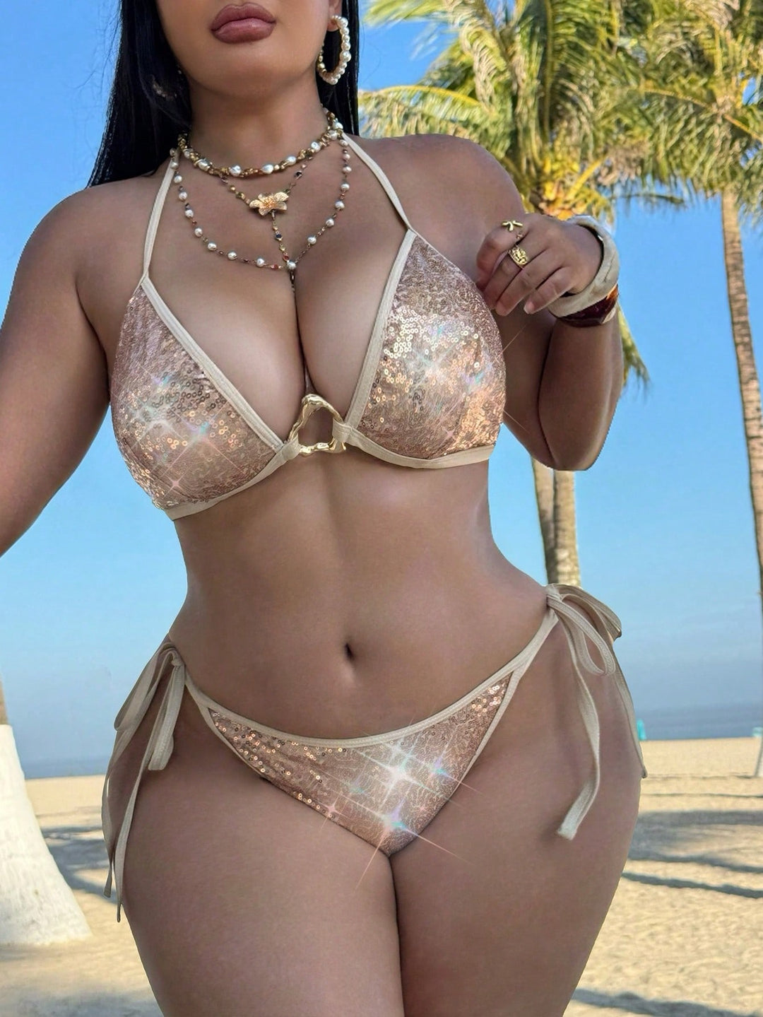 Set bikini de baie SHEIN, roz