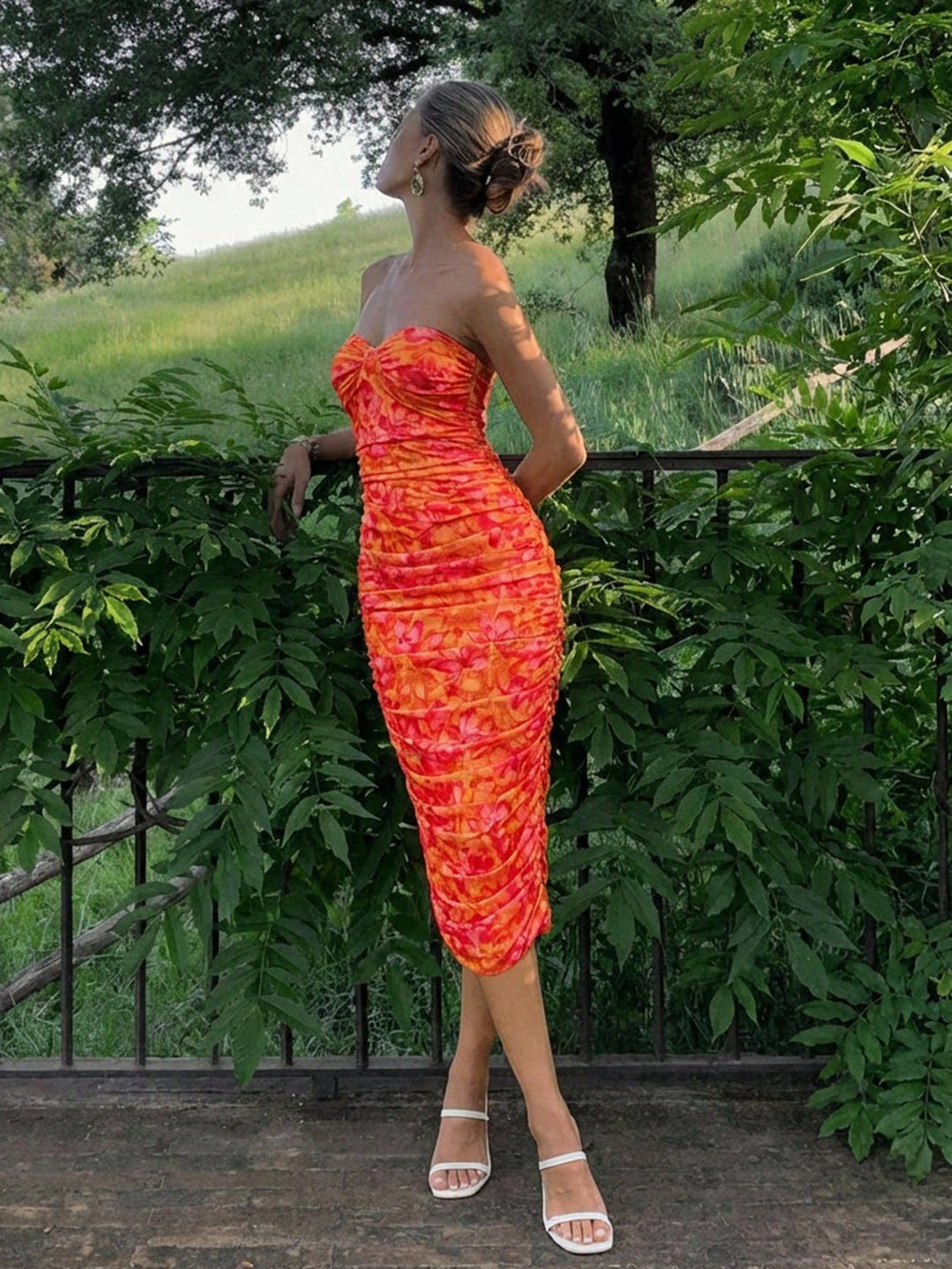 Rochie midi SHEIN, portocaliu