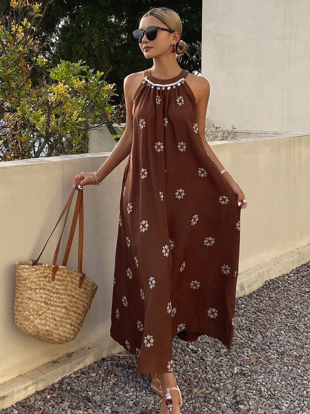 Rochie maxi SHEIN, maro