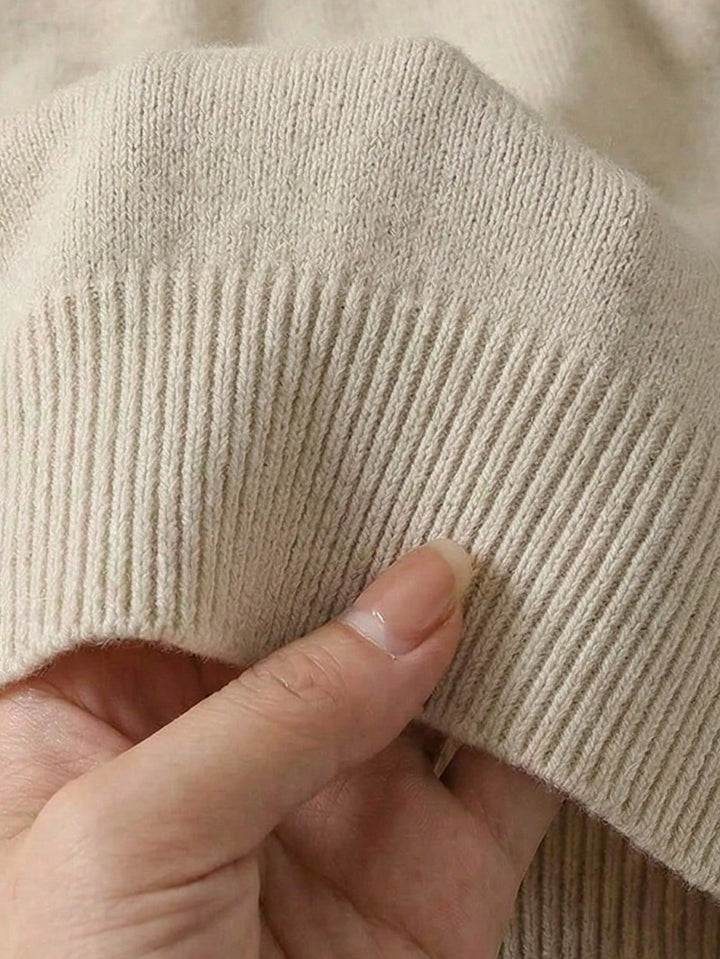 Rövid ujjú pulóver SHEIN, bézs