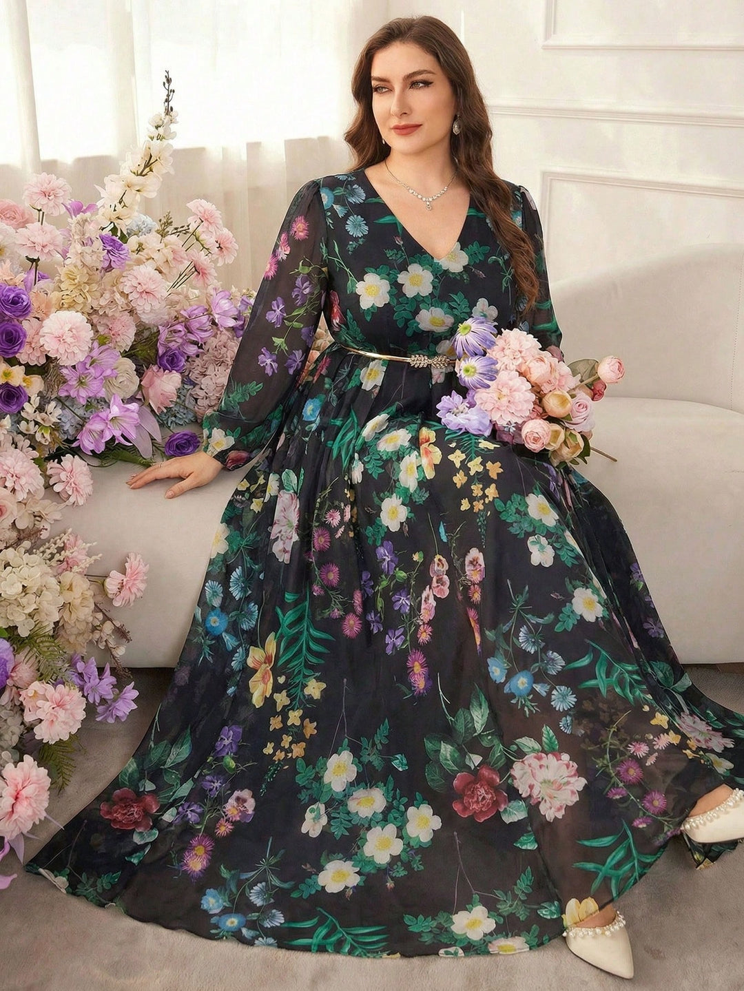 Rochie maxi SHEIN, mix culori