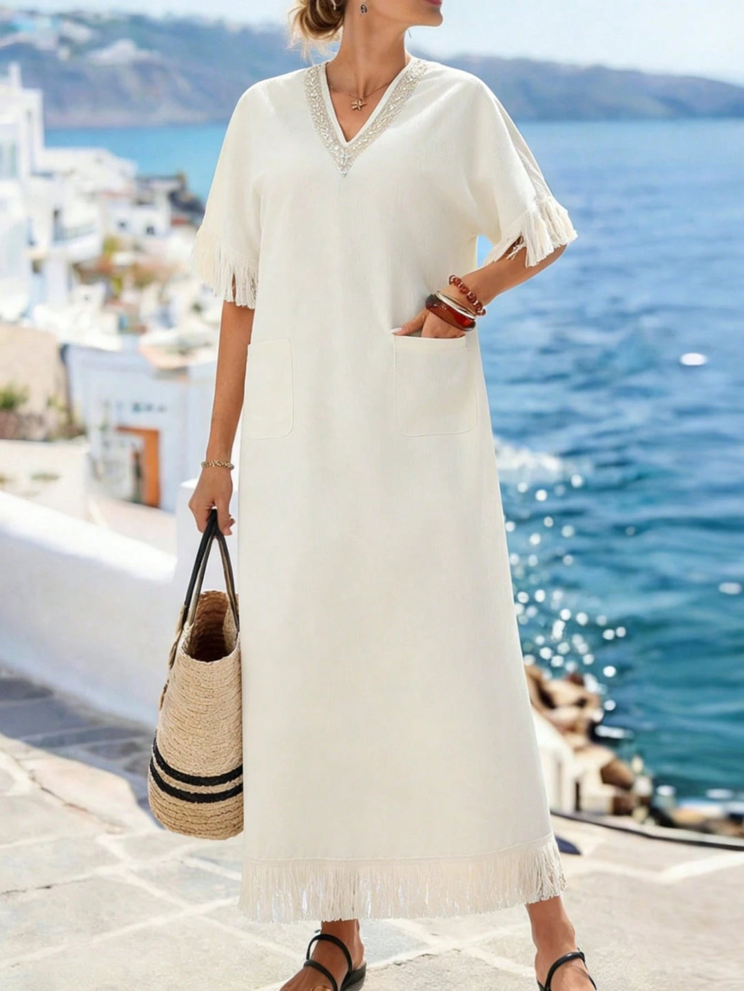 Rochie maxi SHEIN, crem