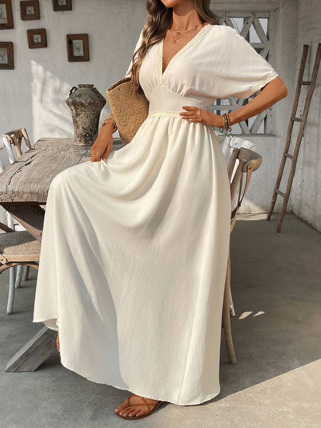 Rochie maxi SHEIN, bej