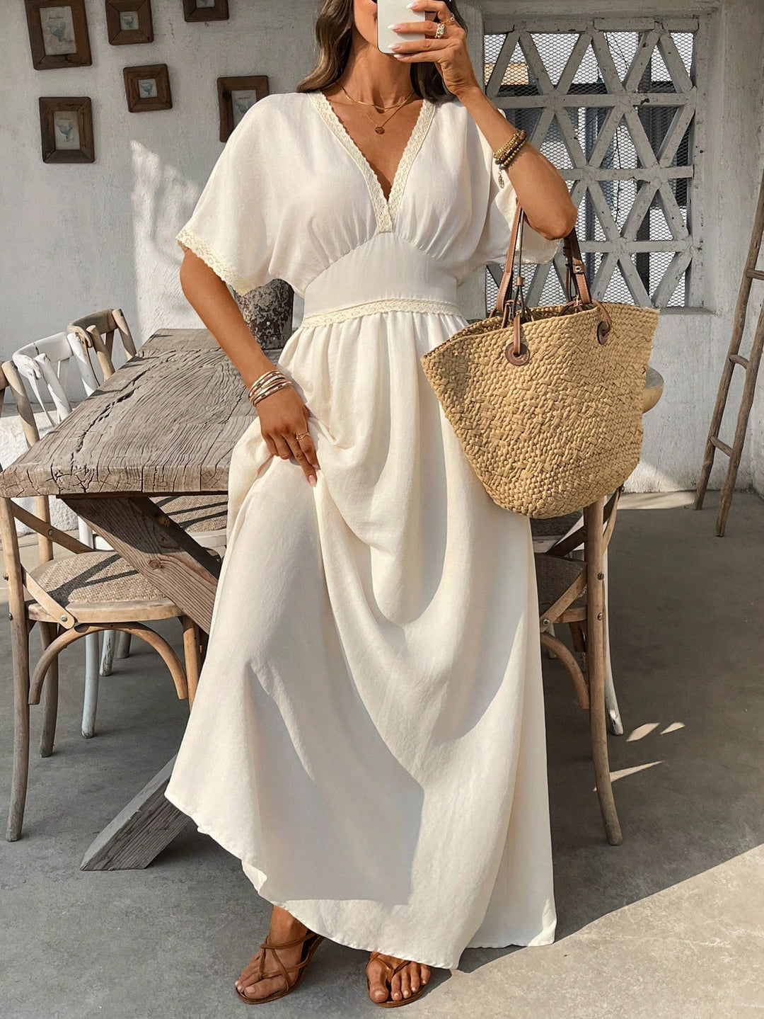 Rochie maxi SHEIN, bej