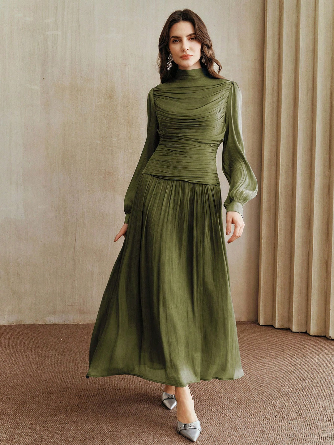 Rochie maxi SHEIN, kaki