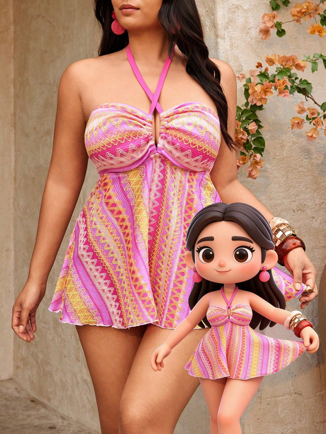 Costum de baie SHEIN, mix culori