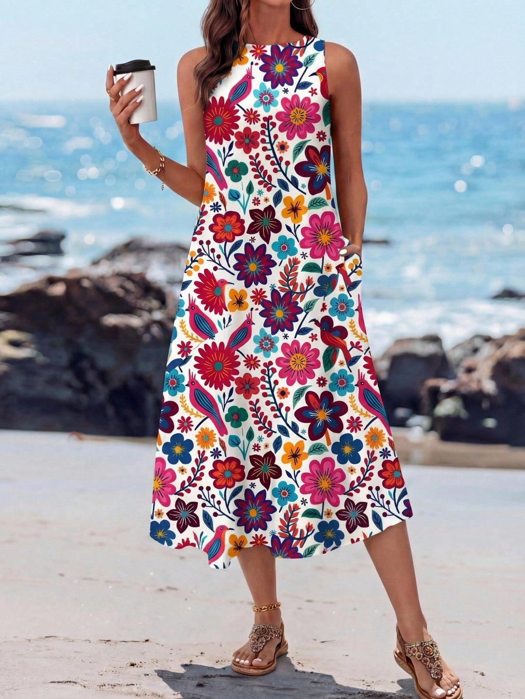 Rochie midi SHEIN, mix culori