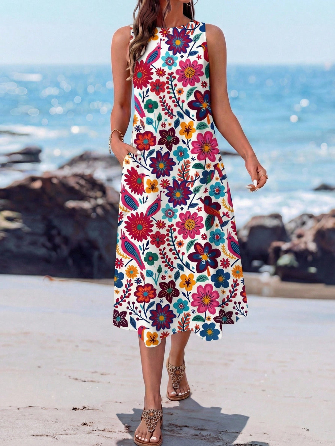 Rochie midi SHEIN, mix culori