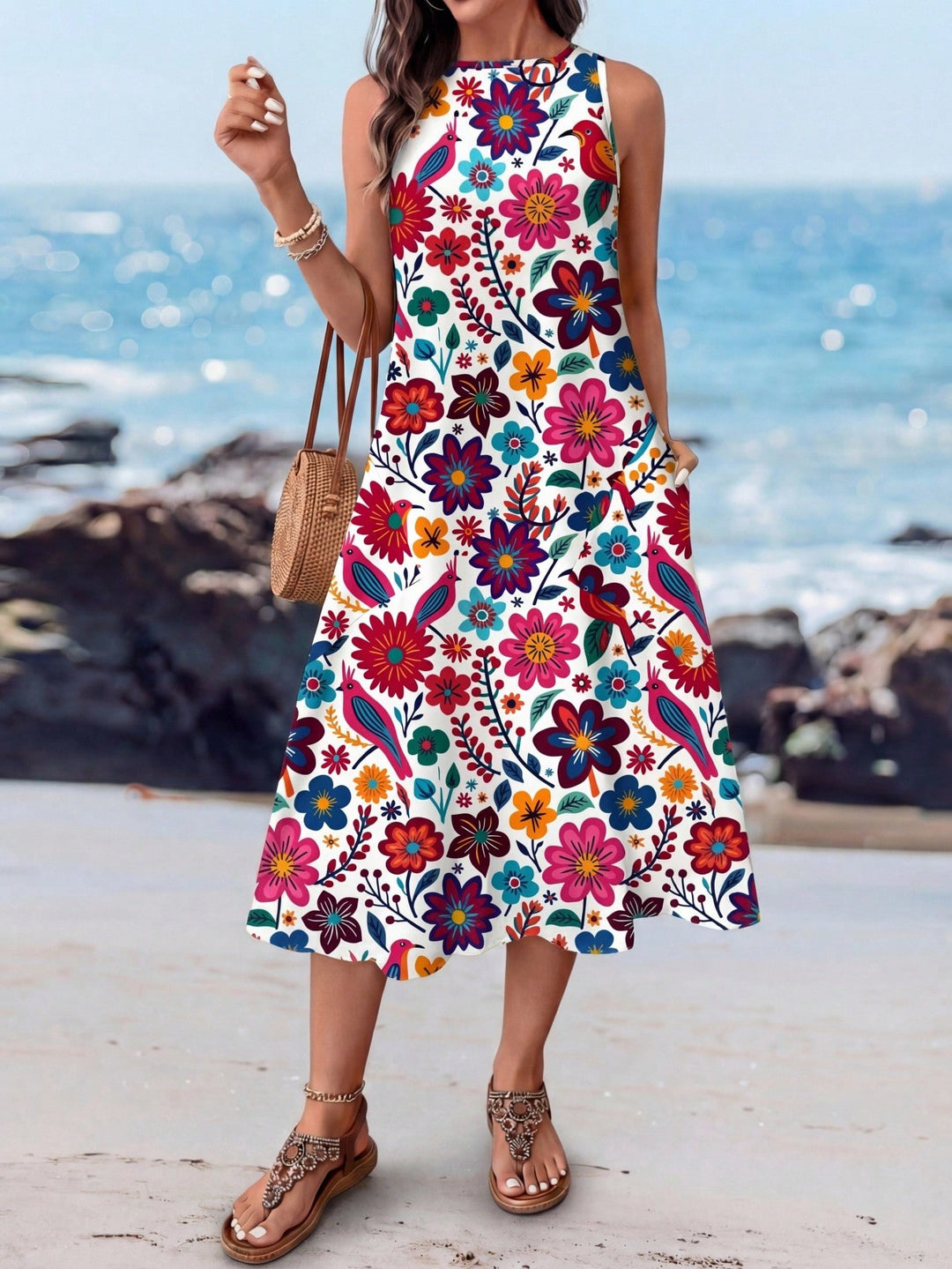 Rochie midi SHEIN, mix culori