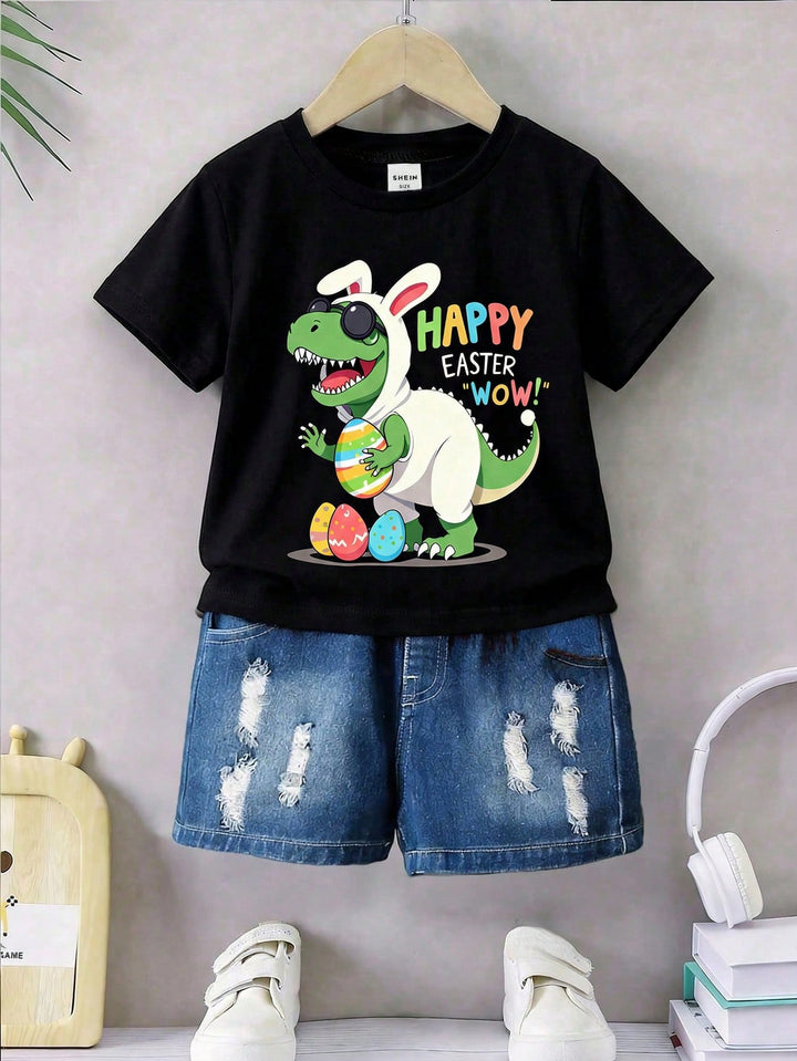 Tricou pentru copii SHEIN, negru