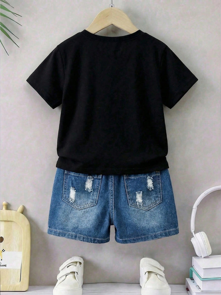 Tricou pentru copii SHEIN, negru