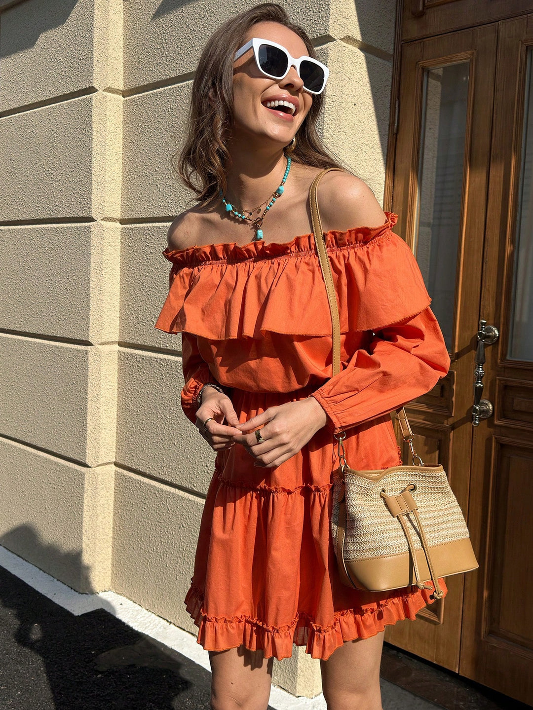 Rochie scurtă SHEIN, portocaliu