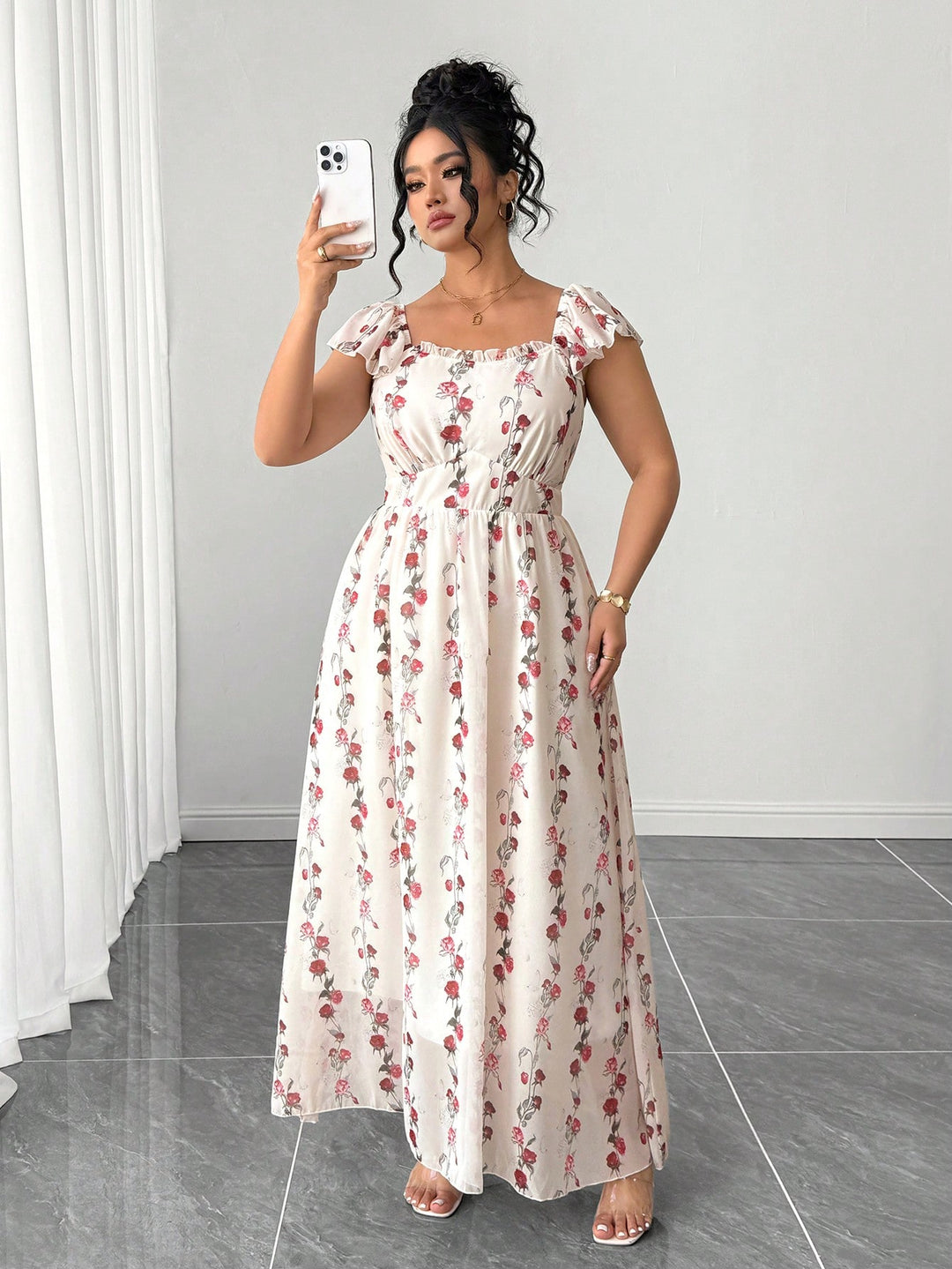Rochie maxi SHEIN, crem