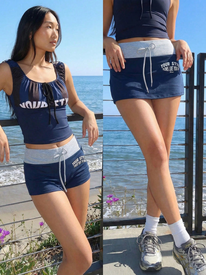 Fustă-pantalon SHEIN, albastru