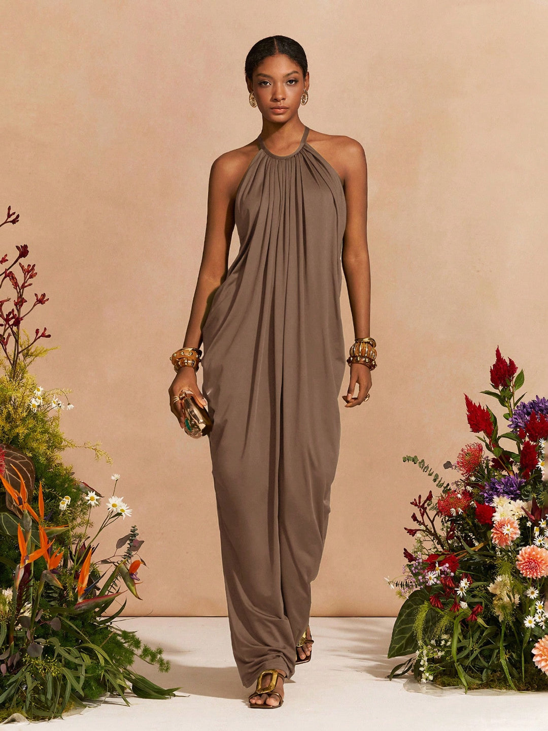 Rochie maxi SHEIN, maro