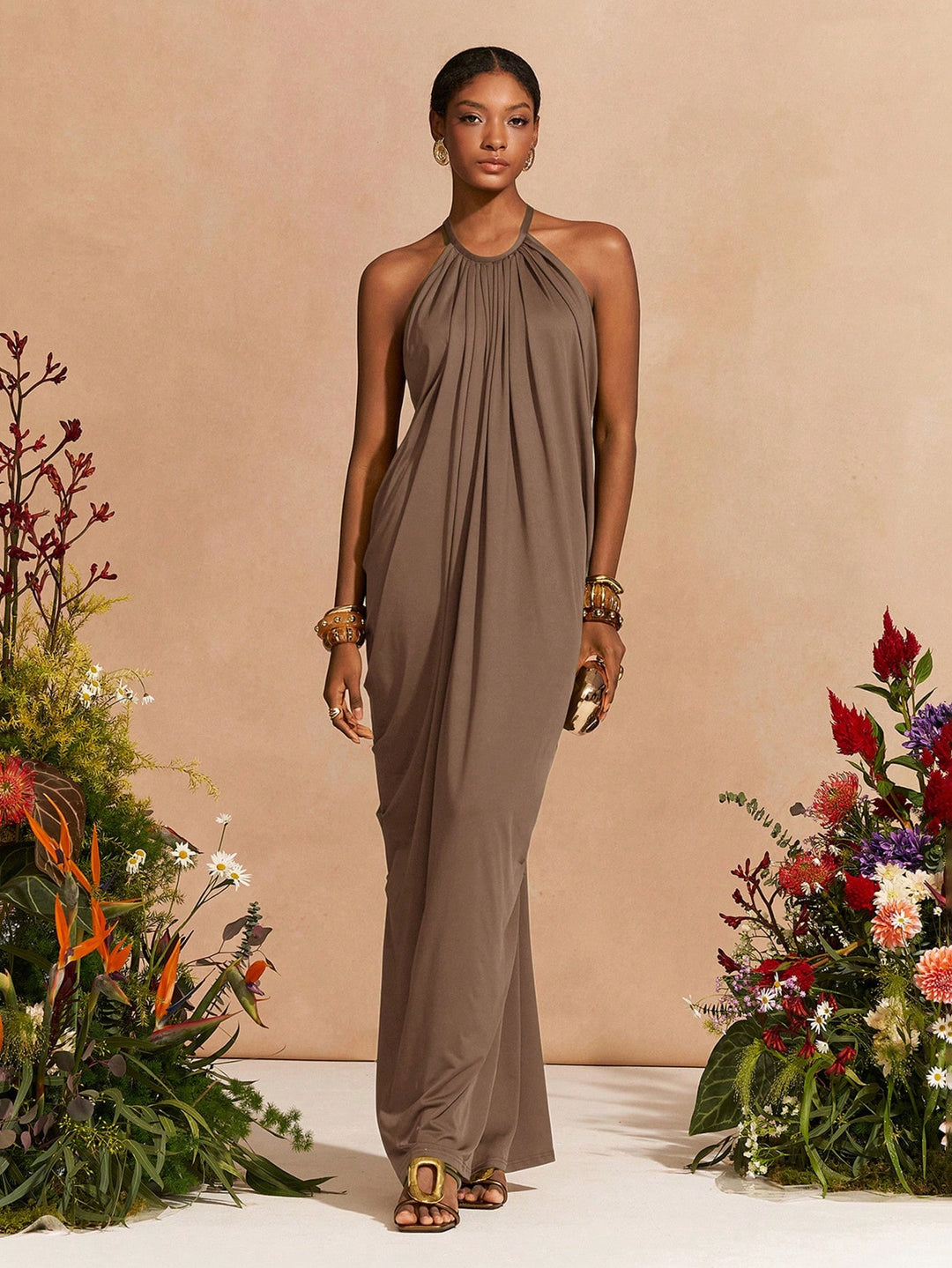 Rochie maxi SHEIN, maro