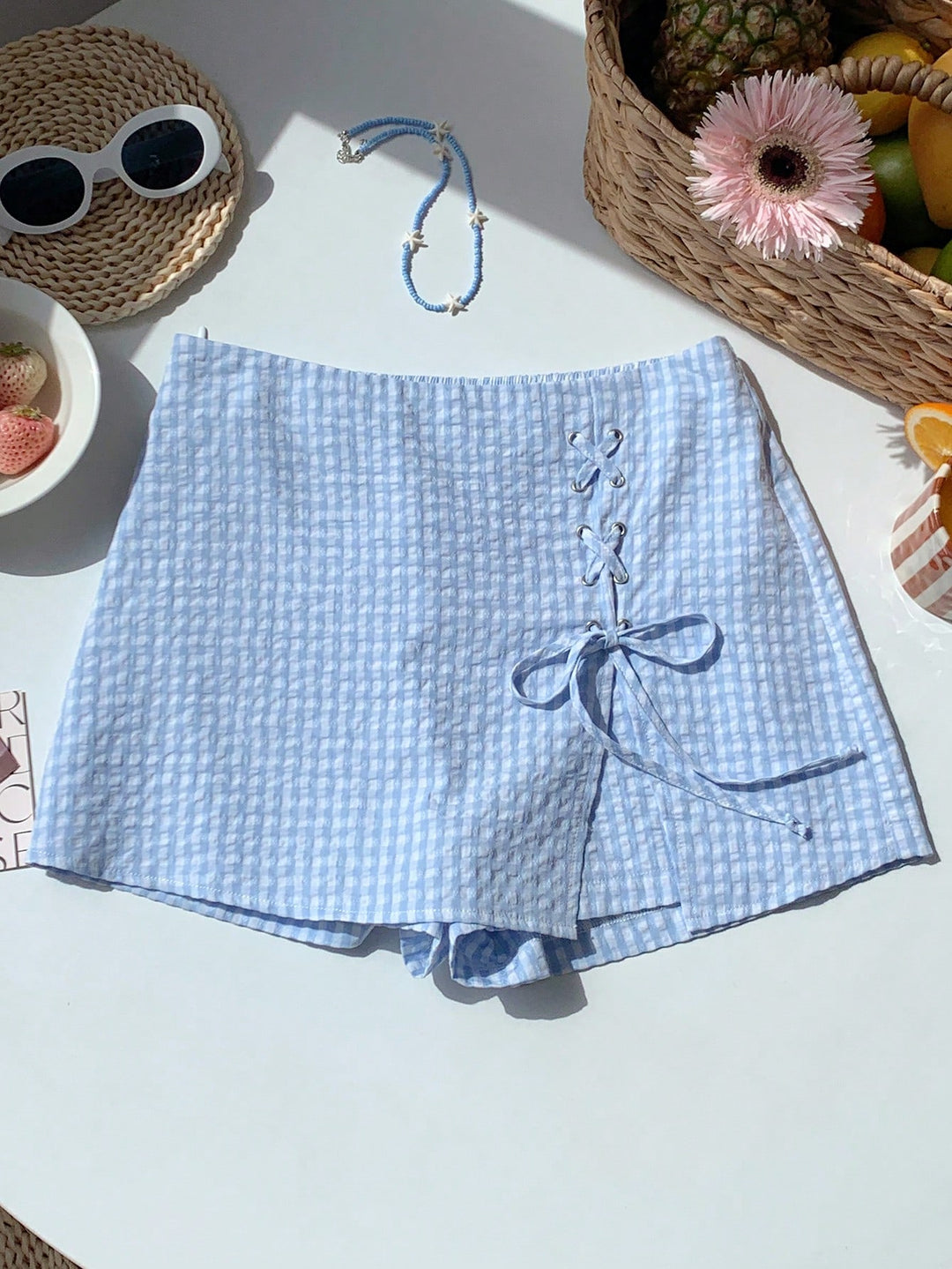 Pantaloni scurți SHEIN, albastru