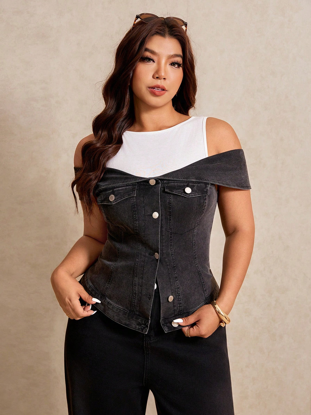 Top SHEIN, negru