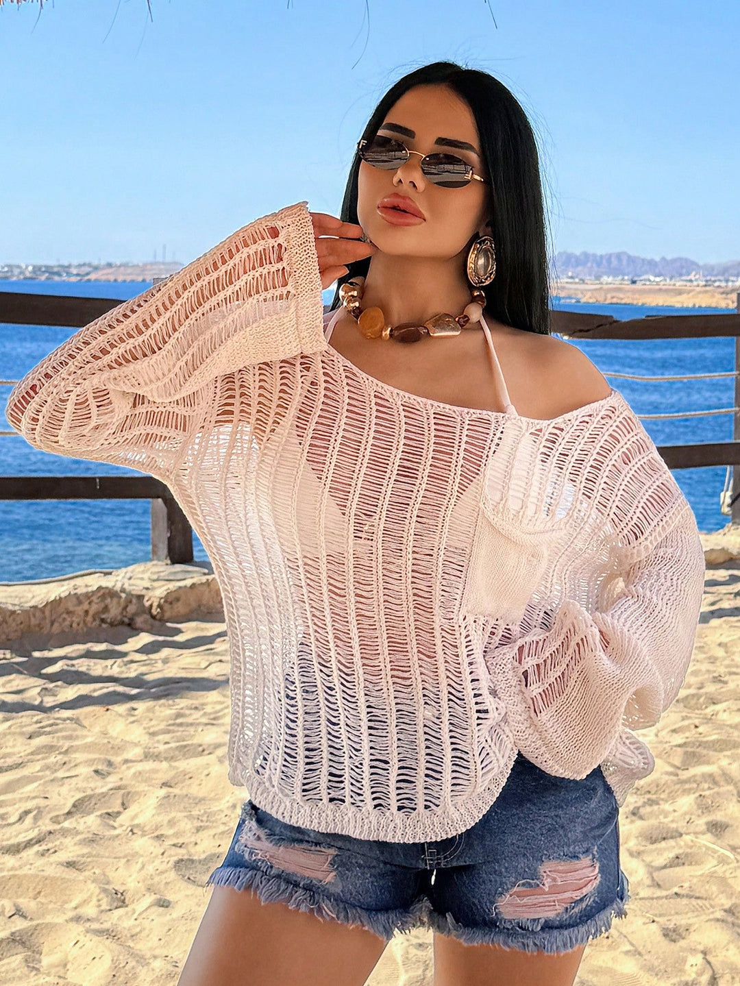 Pulover SHEIN, alb
