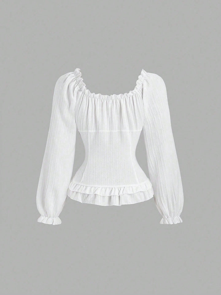 Bluza romantica SHEIN, alb