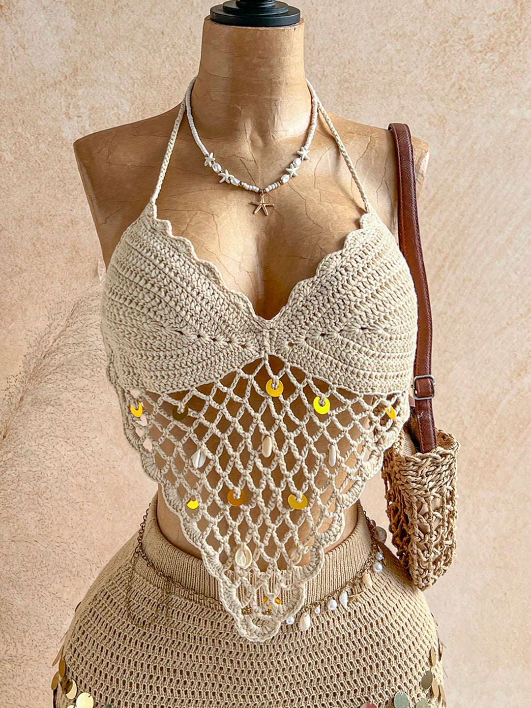 Top tricotat SHEIN, bej