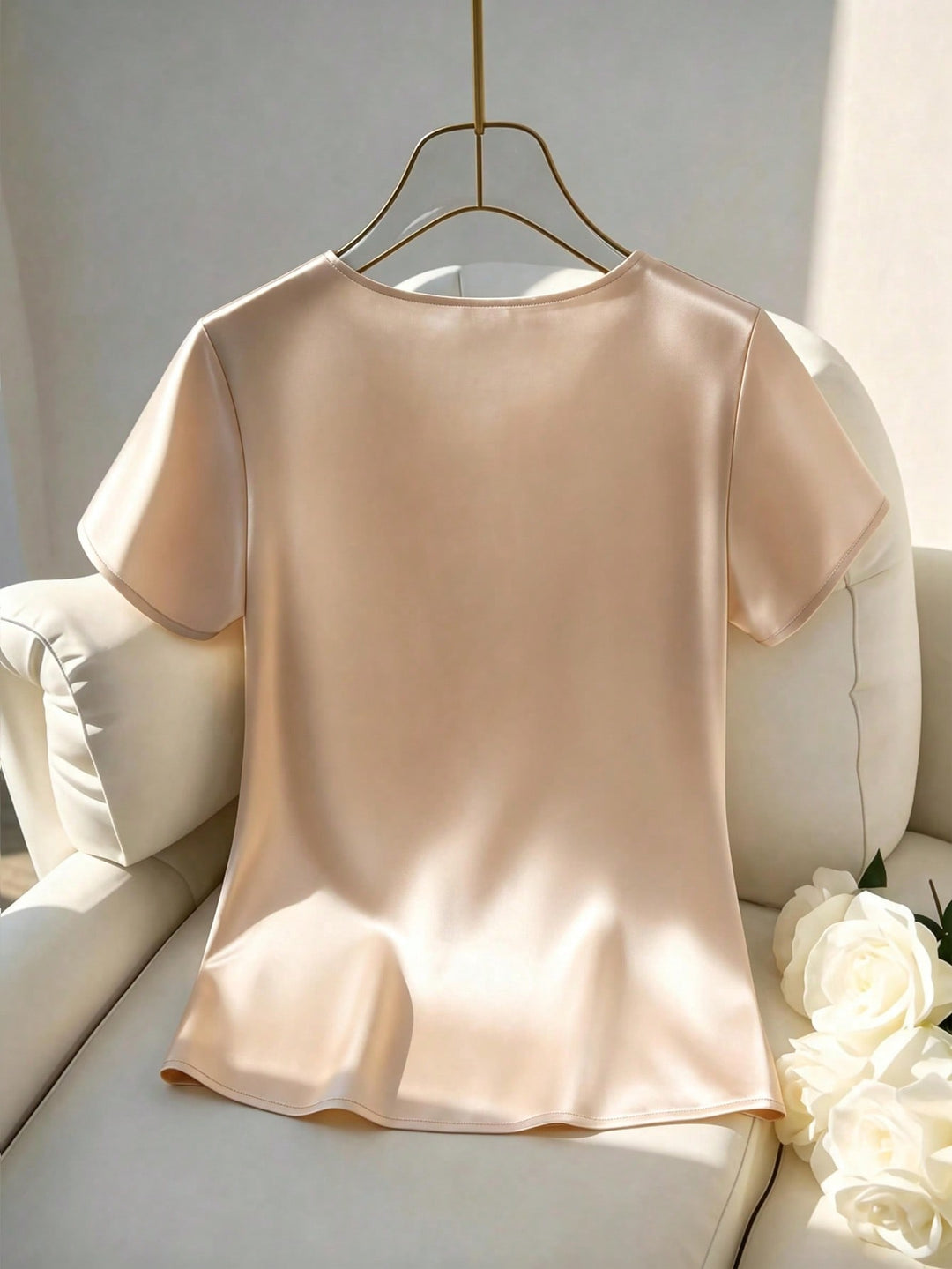 Bluza satin cu paiete SHEIN, bej