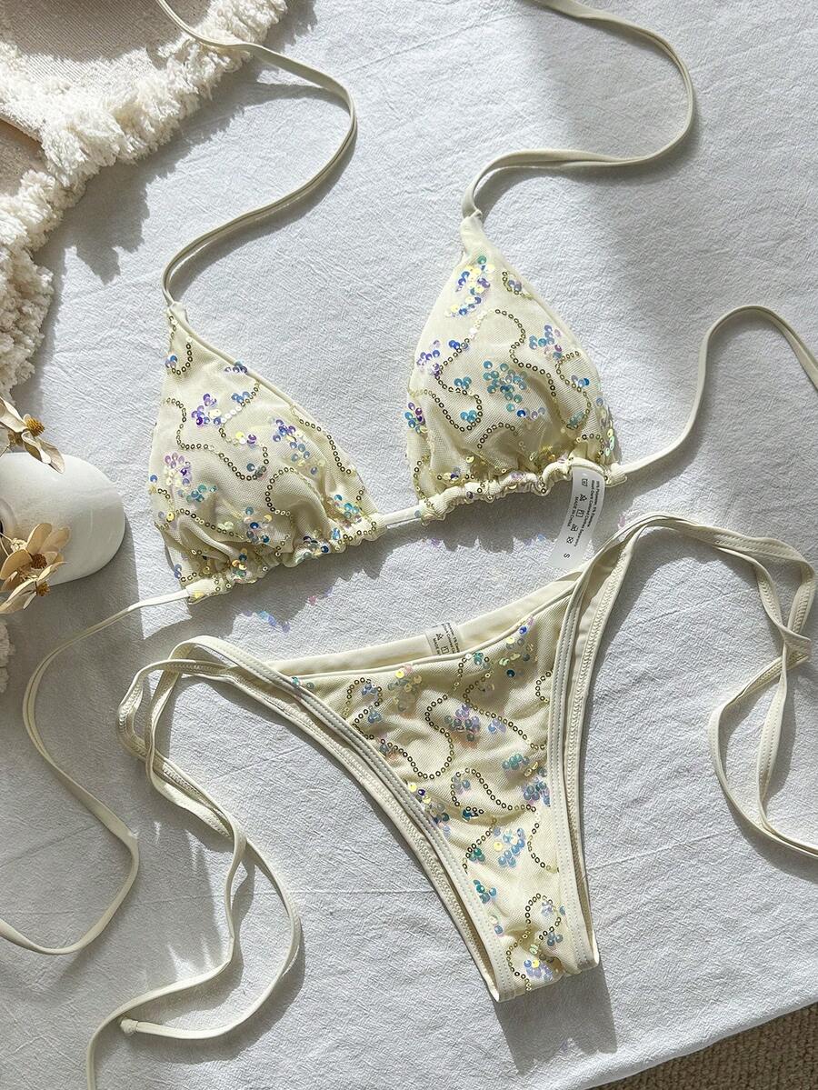 Costum de baie SHEIN, crem