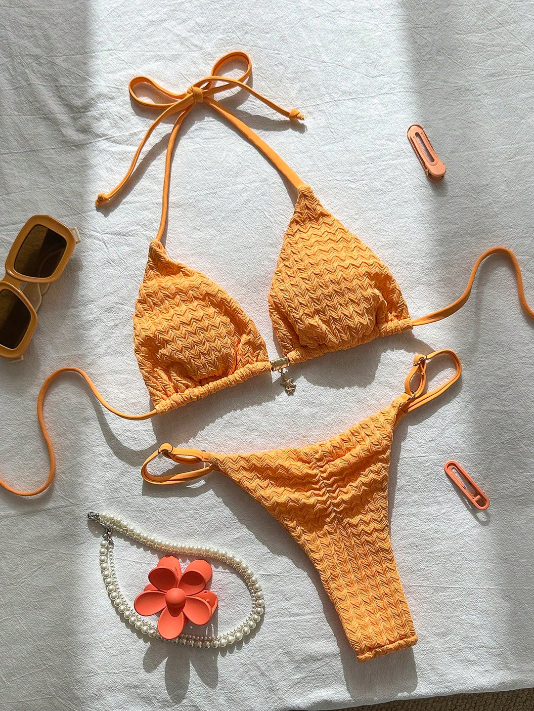 Set bikini SHEIN, portocaliu