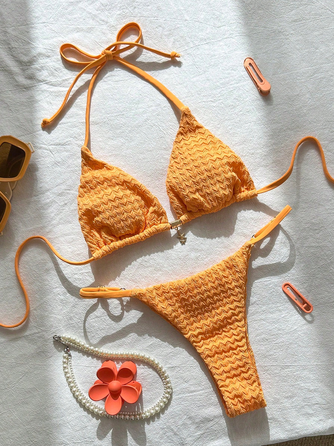 Set bikini SHEIN, portocaliu