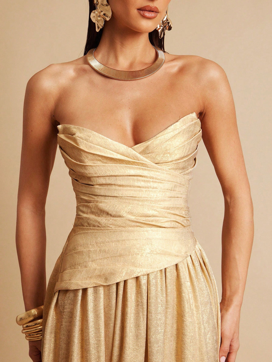 Rochie maxi SHEIN, auriu