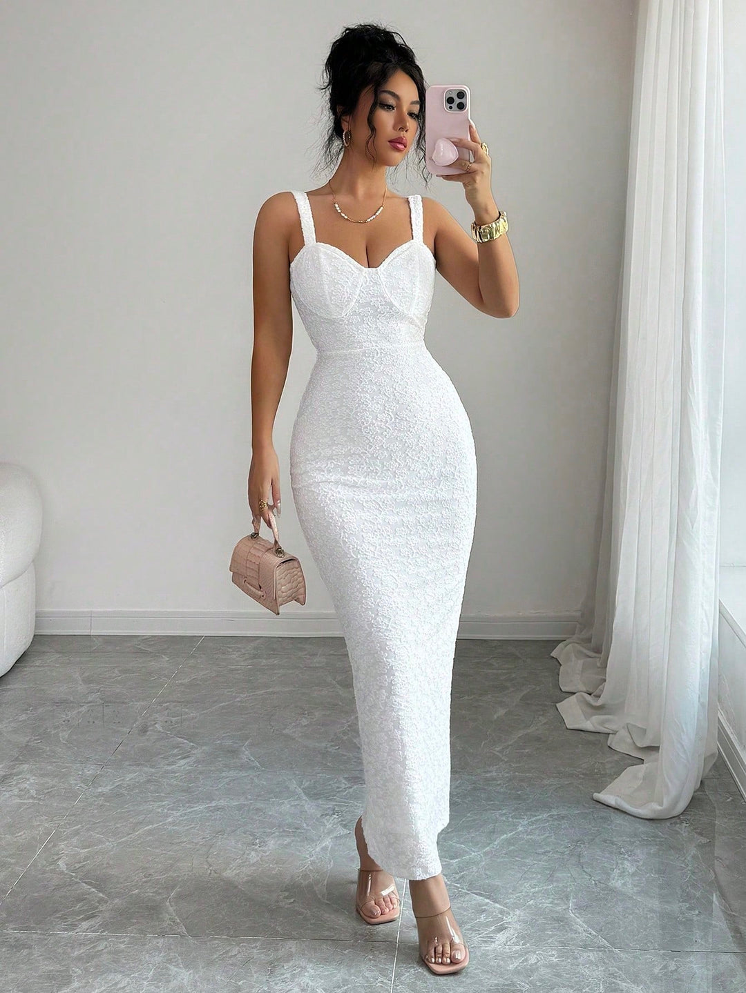 Rochie maxi SHEIN, alb