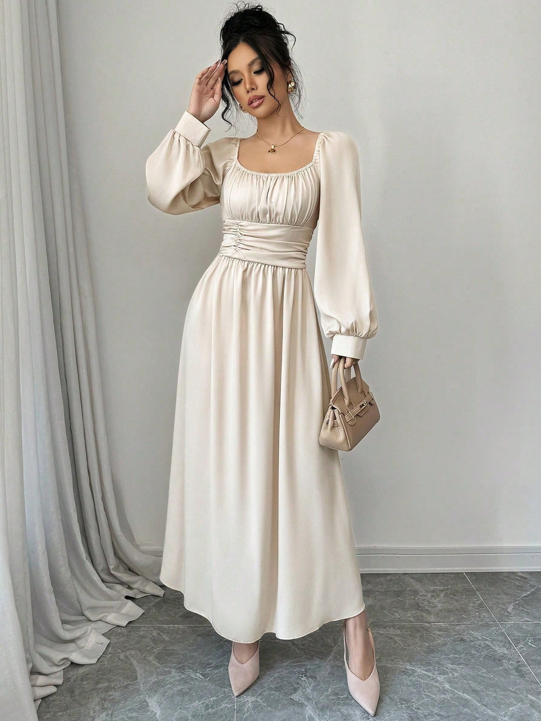 Rochie maxi SHEIN, bej
