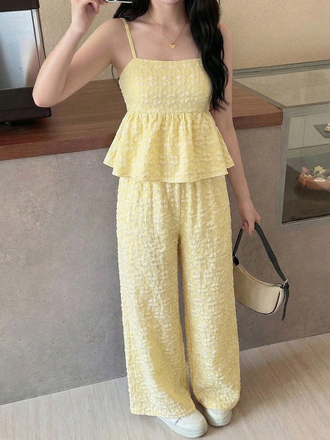 Set de maiou și pantaloni SHEIN, galben
