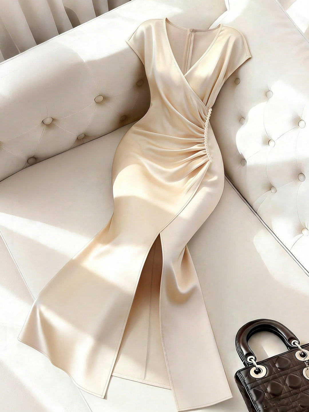Rochie maxi SHEIN, crem