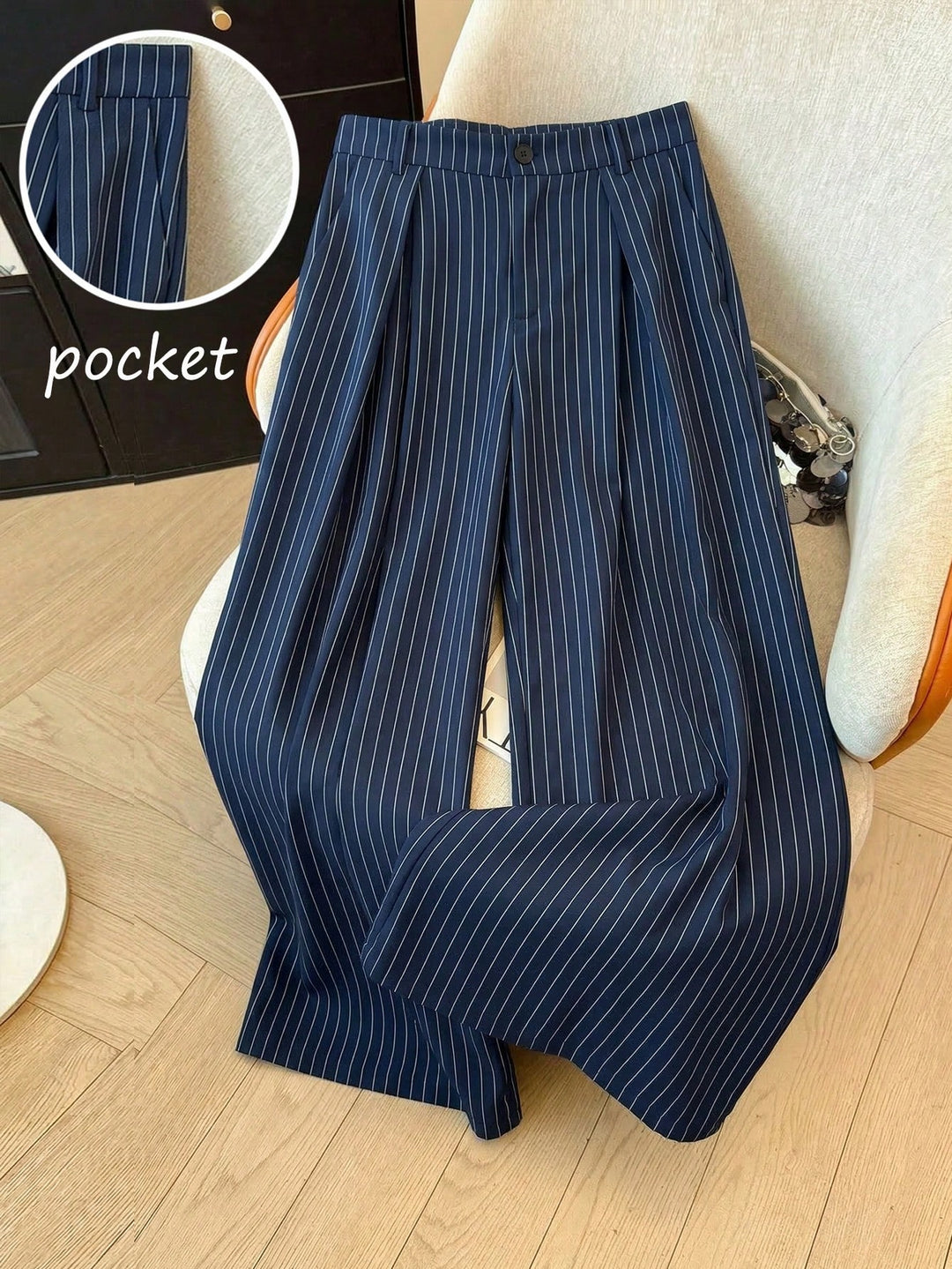 Pantalon de costum SHEIN, albastru