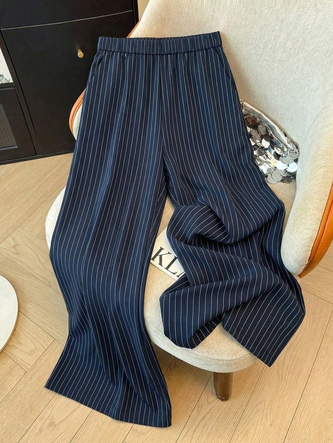 Pantalon de costum SHEIN, albastru